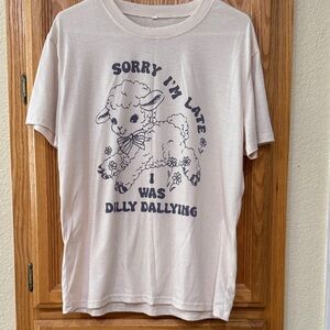 Off-White Women's Tee - Sorry I'm Late I Was Dilly Dallying